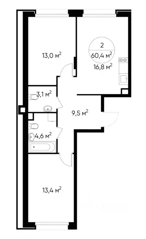 2-к кв. Москва Переделкино Ближнее мкр, 18-й кв-л,  (60.4 м) - Фото 0