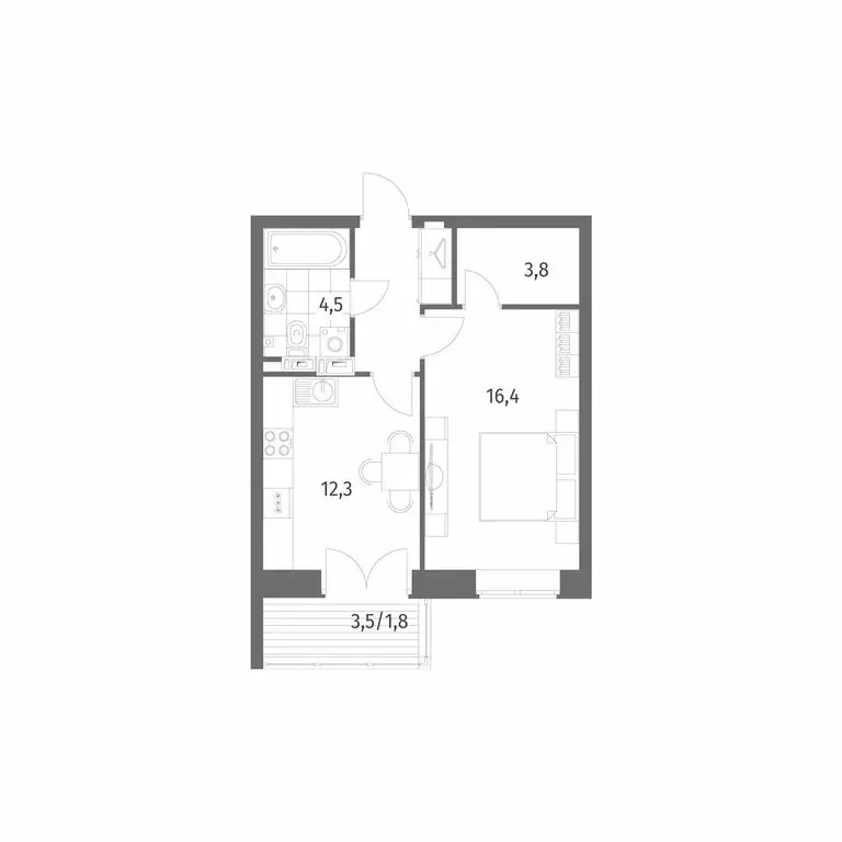 1-комнатная квартира: Новоселье, Невская улица, 3 (44.1 м) - Фото 1