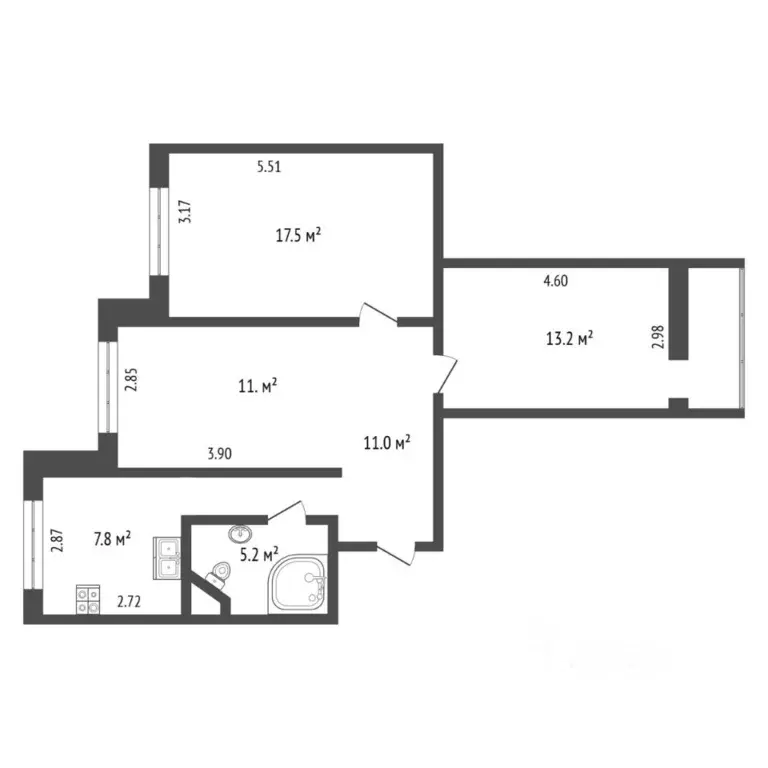3-к кв. Ямало-Ненецкий АО, Новый Уренгой Дружба мкр, 2/1 (67.5 м) - Фото 2