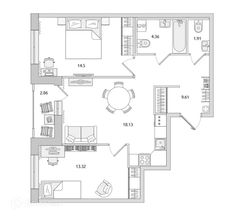 Продаётся 2-к квартира, 62 м - Фото 1