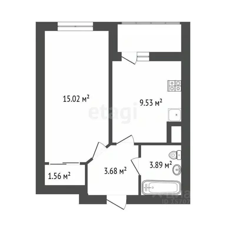 1-к кв. Санкт-Петербург ул. Русановская, 18к6 (33.5 м) - Фото 1
