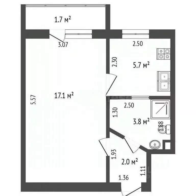 1-к кв. Севастополь просп. Генерала Острякова, 125 (33.0 м) - Фото 2