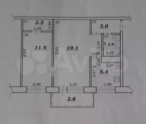 2-к. квартира, 44,2 м, 5/5 эт. - Фото 0