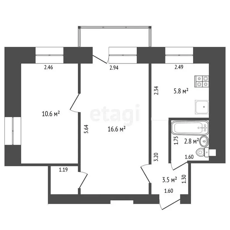 2-комнатная квартира: Самара, Никитинская улица, 96 (41.5 м) - Фото 1