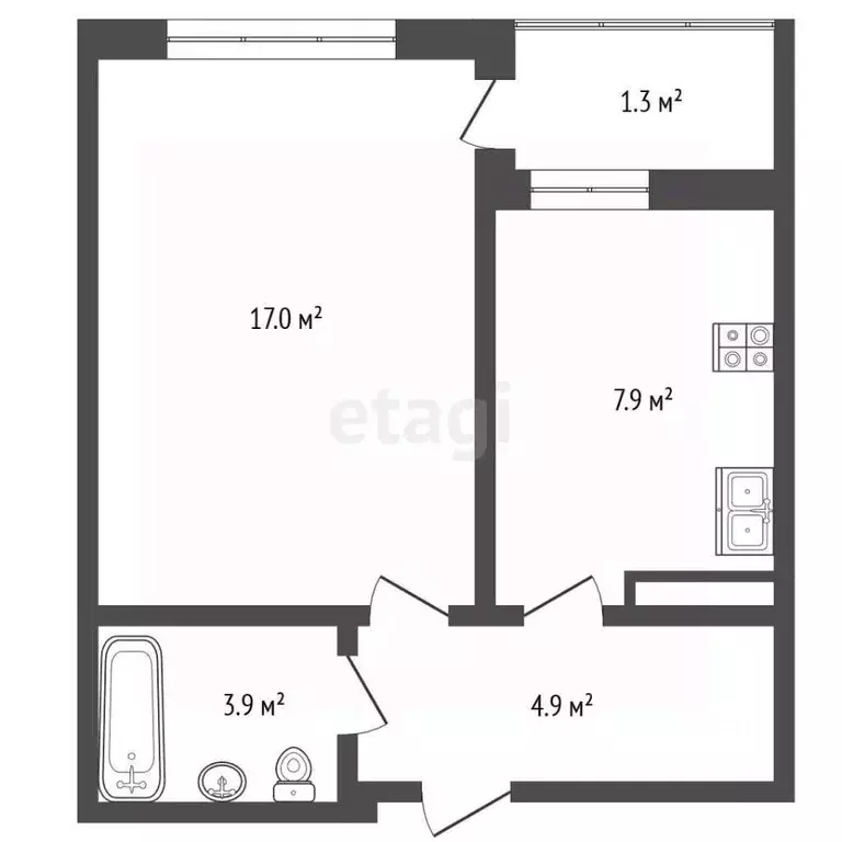 1-к кв. Севастополь ул. Токарева, 18 (36.3 м) - Фото 2