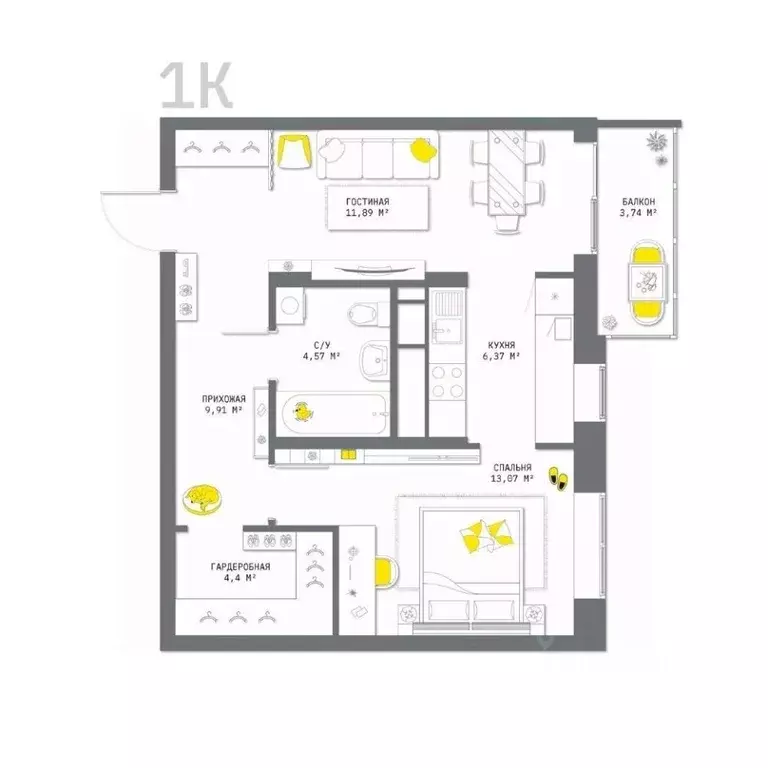 1-к кв. Тульская область, Тула Оборонная ул., 104 (53.95 м) - Фото 0