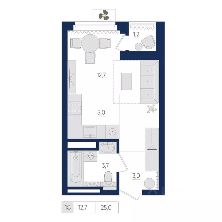 1-к кв. Башкортостан, Уфа ул. Евгения Столярова, 13 (25.0 м) - Фото 1