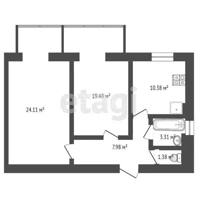 2-комнатная квартира: Евпатория, улица Чапаева, 97 (66.9 м) - Фото 1