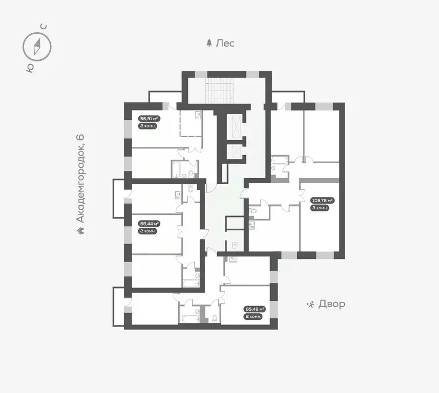 2-к кв. Красноярский край, Красноярск ул. Академгородок, 80 (69.8 м) - Фото 1