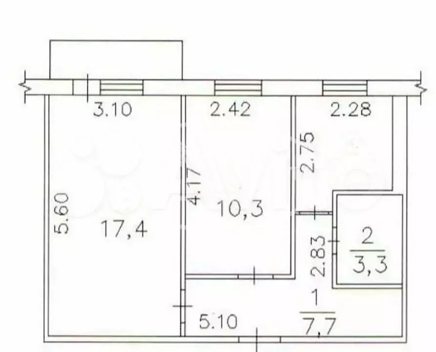 2-к. квартира, 50 м, 2/3 эт. - Фото 0