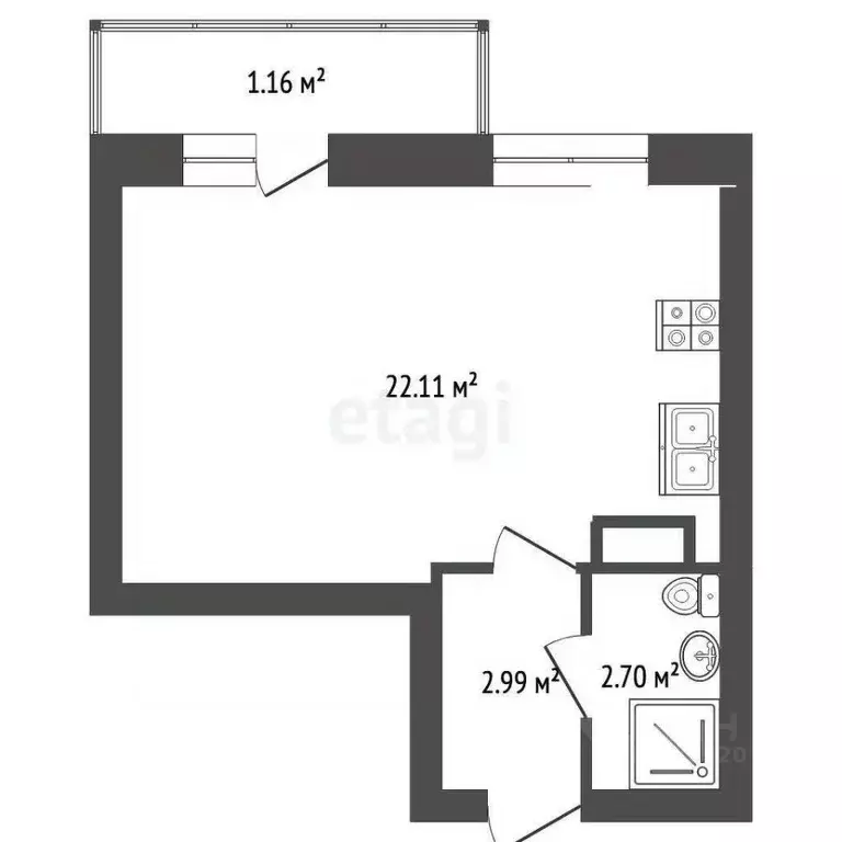 Студия Ярославская область, Ярославль Тутаевское ш., 109 (27.13 м) - Фото 2