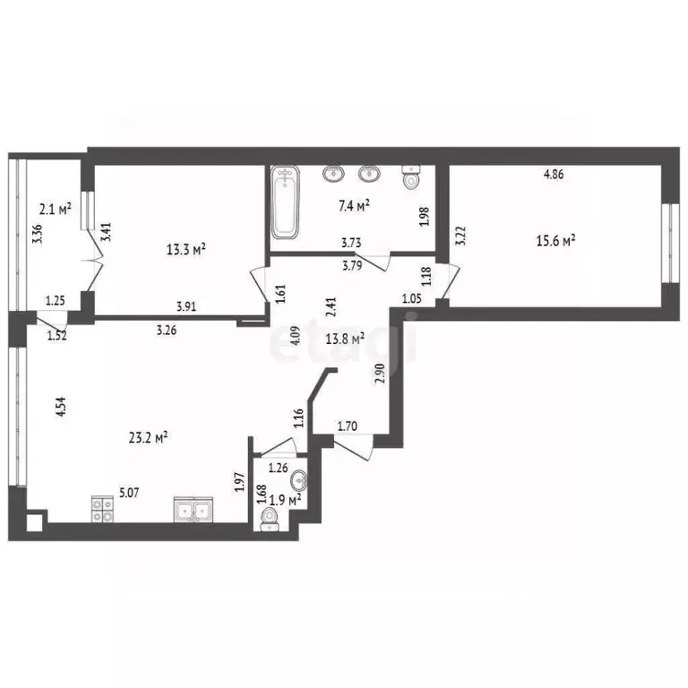 2-к кв. Калининградская область, Калининград Артиллерийская ул., 71 ... - Фото 2
