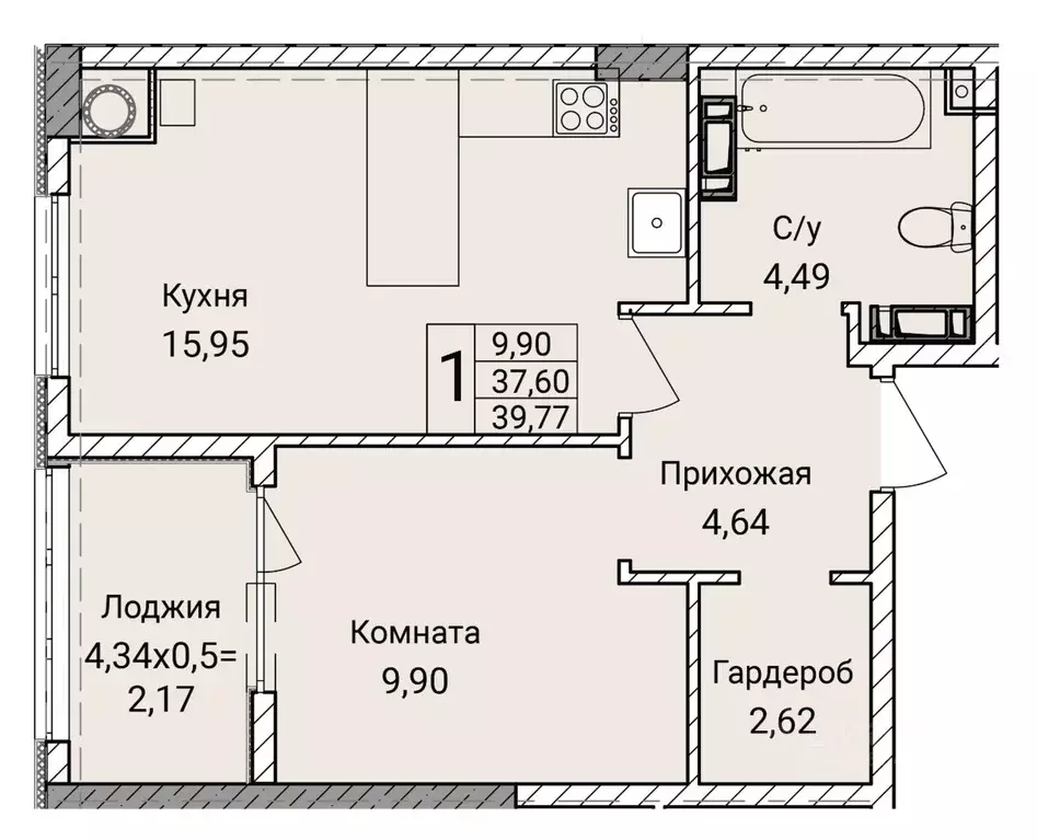 1-к кв. Севастополь ул. Братьев Манганари, 30к2 (39.77 м) - Фото 0