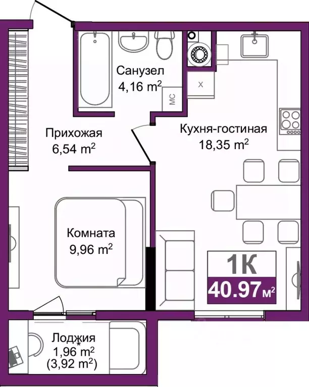 1-к кв. Крым, Симферополь Город Мира жилой комплекс (40.87 м) - Фото 0