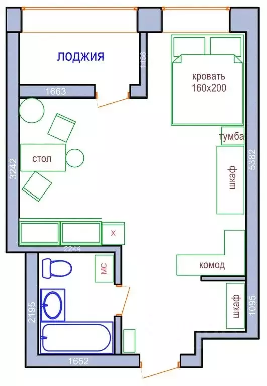 Студия Новосибирская область, Новосибирск Тайгинская ул., 37 (28.0 м) - Фото 1