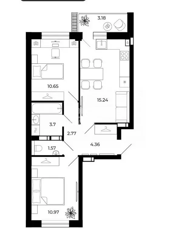2-комнатная квартира: Липецк, Коммунистическая улица (51.66 м) - Фото 1