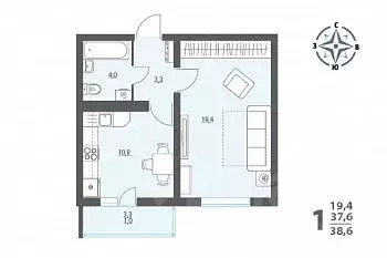 1-к кв. Воронежская область, Воронеж ул. Шидловского, 26 (38.6 м) - Фото 1