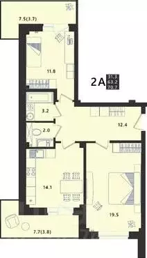 2-к кв. Псковская область, Псковский район, Завеличенская волость, д. ... - Фото 1