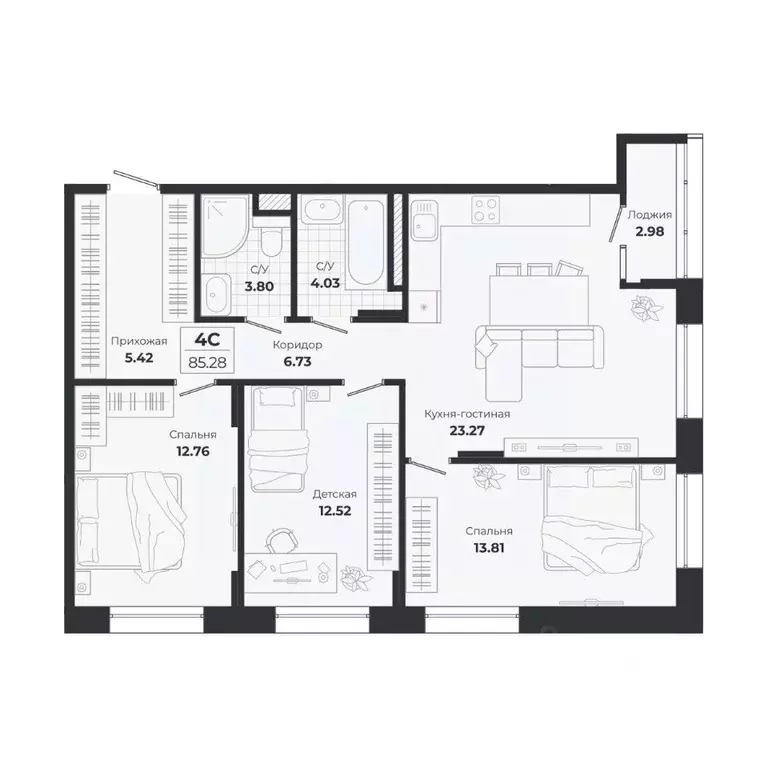 4-к кв. Новосибирская область, Новосибирск Лесоперевалка мкр, Ясный ... - Фото 0