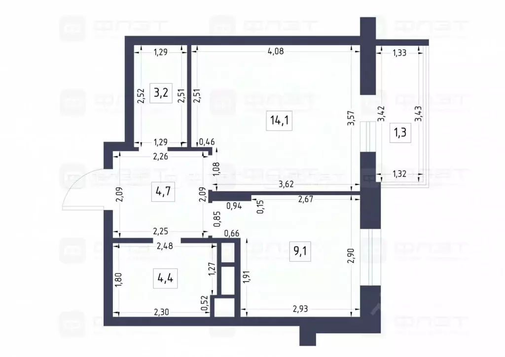 1-к кв. Татарстан, Казань ул. Академика Губкина, 12Б (36.8 м) - Фото 1