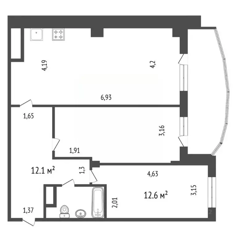 3-к кв. Красноярский край, Красноярск наб. Ярыгинская, 15 (73.2 м) - Фото 2