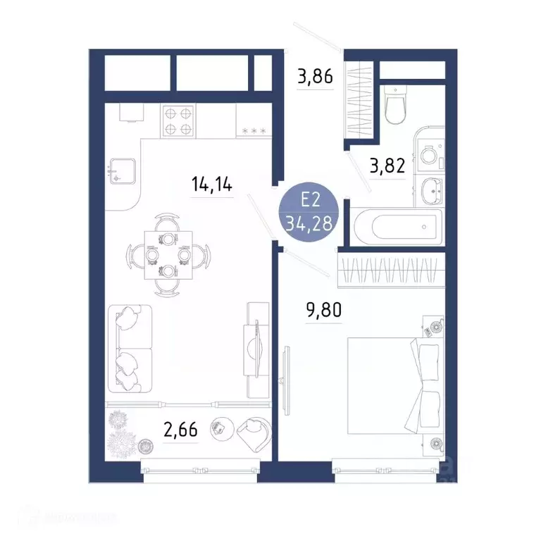 1-к кв. Рязанская область, Рязанский муниципальный округ, с. Дядьково ... - Фото 1