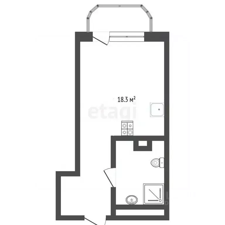 Студия Тюменская область, Тюмень ул. Новоселов, 105 (18.5 м) - Фото 2