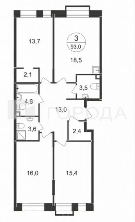 3-комнатная квартира: Московский, улица Лаптева, 9 (93 м) - Фото 1