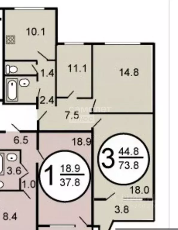 3-к кв. Москва, Москва, Зеленоград к1443 (75.0 м) - Фото 2