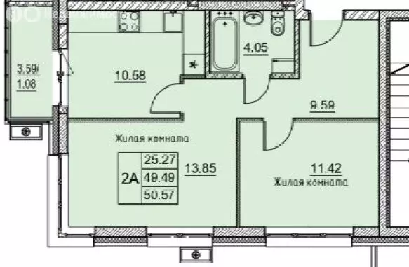 2-комнатная квартира: Казань, улица Михаила Миля, 1 (50.57 м) - Фото 0