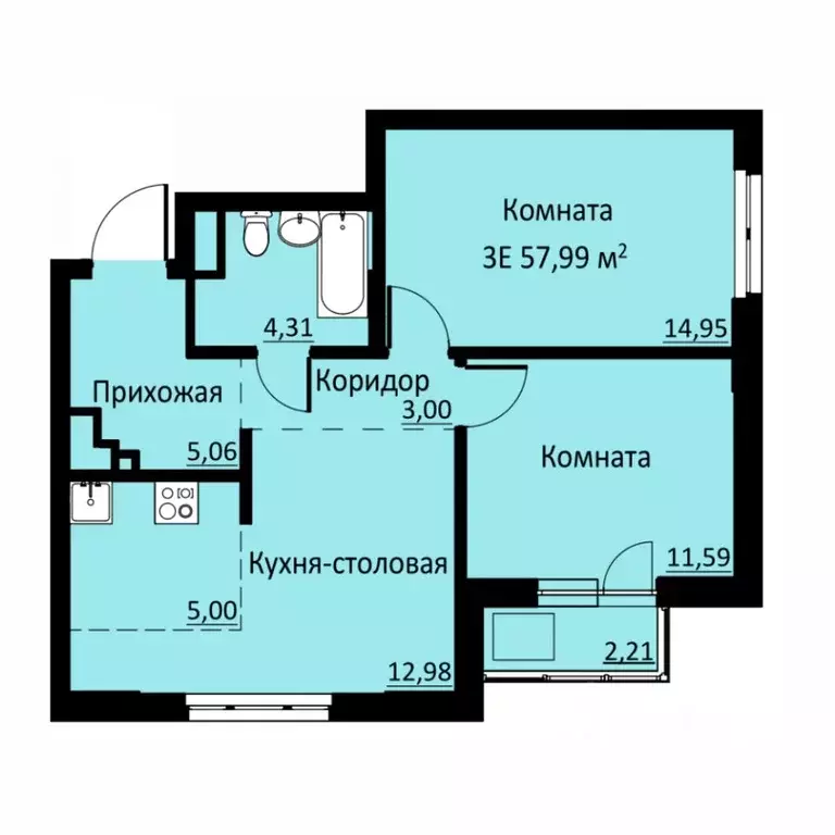 3-к кв. Пермский край, д. Кондратово ул. Водопроводная, 6/1 (57.99 м) - Фото 0