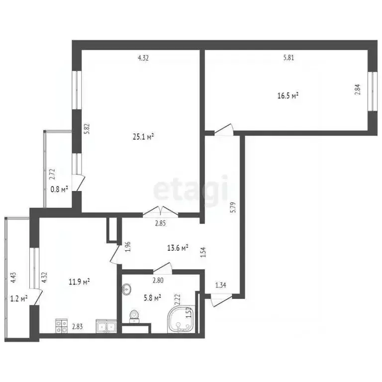 2-к кв. Забайкальский край, Чита Инструментальная ул., 2 (72.9 м) - Фото 1