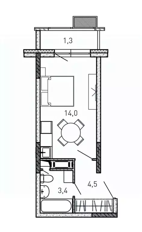 Студия Московская область, Балашиха ул. Твардовского, 56 (23.2 м) - Фото 1
