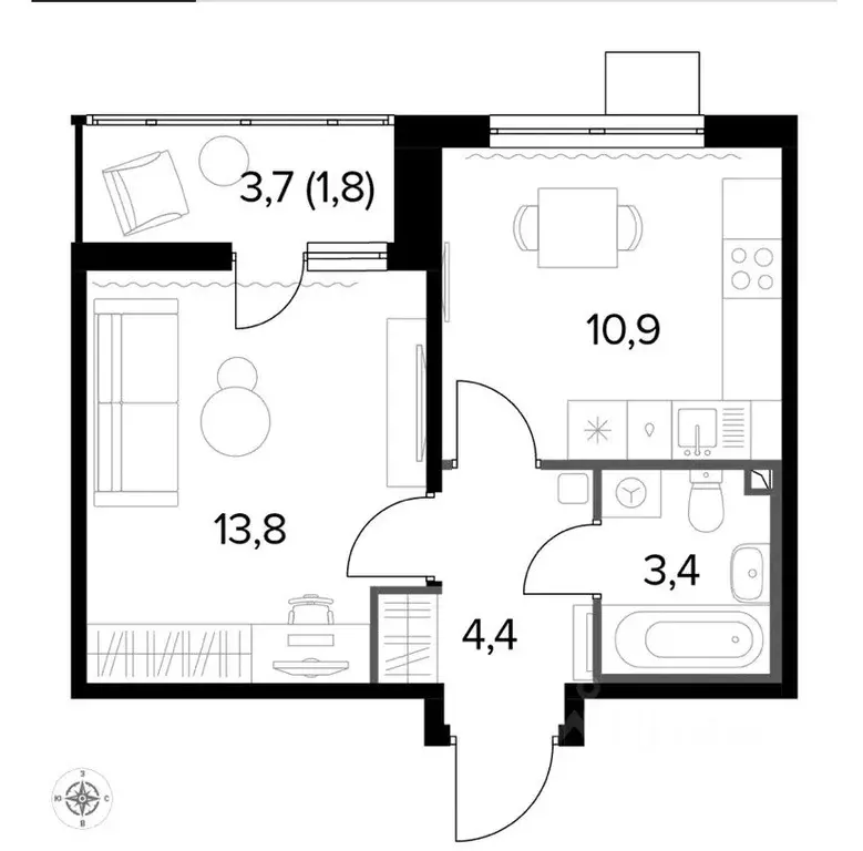 1-к кв. Москва Ленинградское ш., 228к4 (32.5 м) - Фото 2