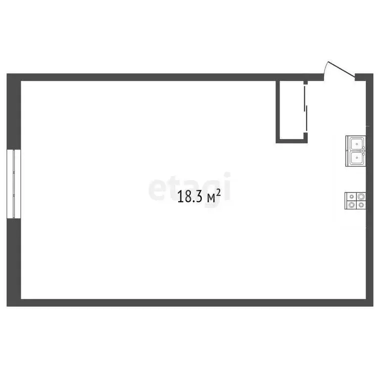 1к в -комнатной квартире (18.3 м) - Фото 1