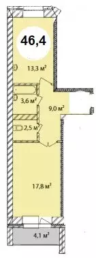 1-комнатная квартира: Абакан, улица Арбан, 4 (46.4 м) - Фото 2