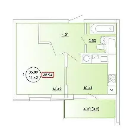 1-комнатная квартира: Тверь, бульвар Гусева, 61к1 (35 м) - Фото 1
