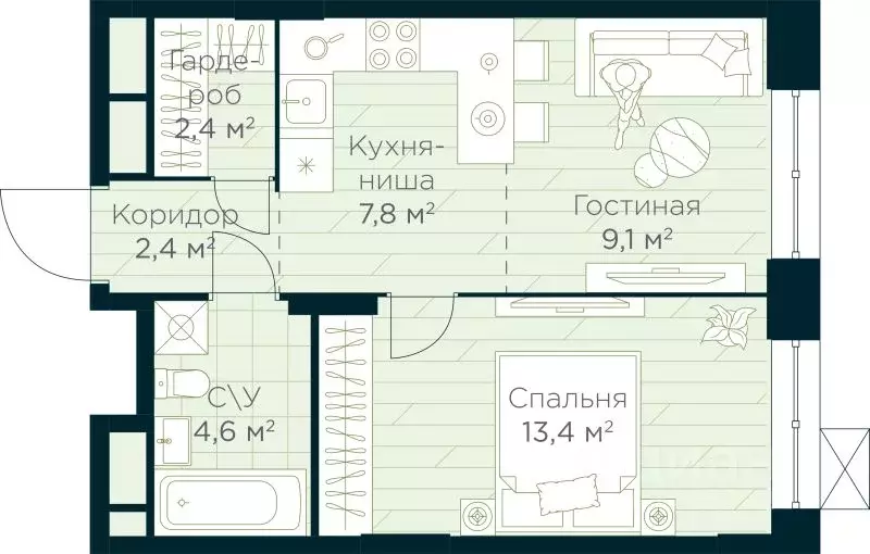 1-к кв. Башкортостан, Уфа Глумилино жилрайон, Урман Сити жилой ... - Фото 0
