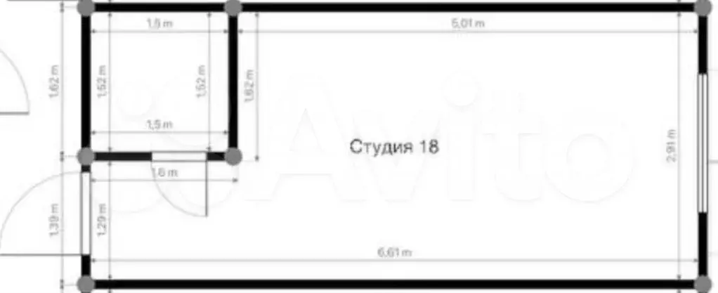 Апартаменты-студия, 21 м, 4/4 эт. - Фото 0