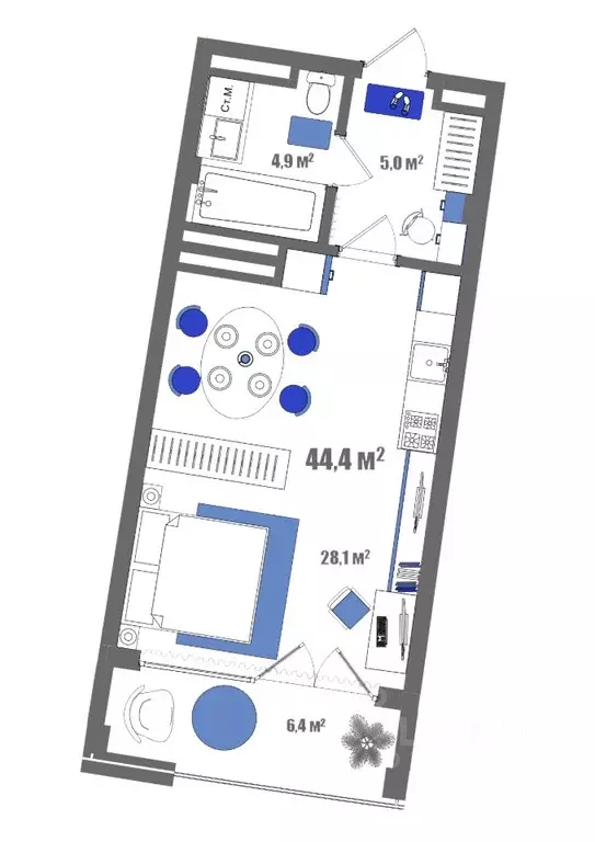 1-к кв. Крым, Судак ул. Набережная, 75 (44.4 м) - Фото 1