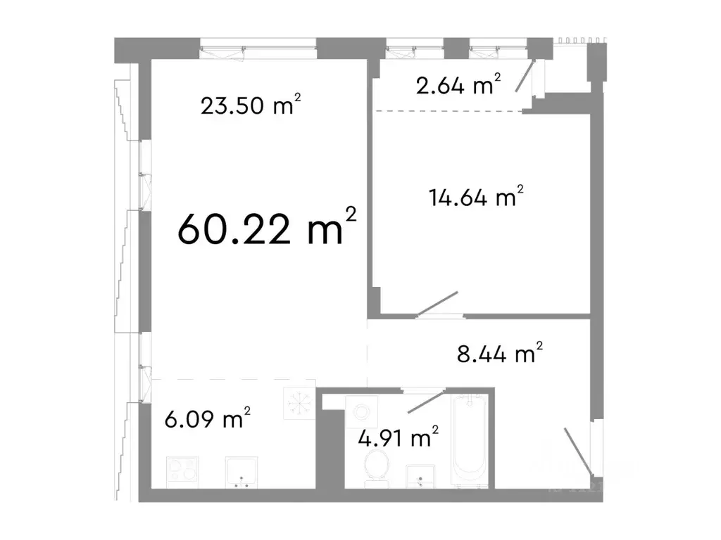 1-к кв. Челябинская область, Челябинск ул. Худякова, 18/2 (60.22 м) - Фото 0