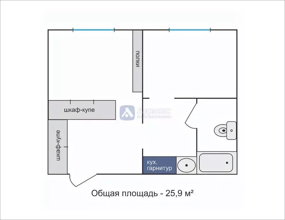 2-к кв. Тюменская область, Тюмень ул. Карла Маркса, 108 (25.9 м) - Фото 1