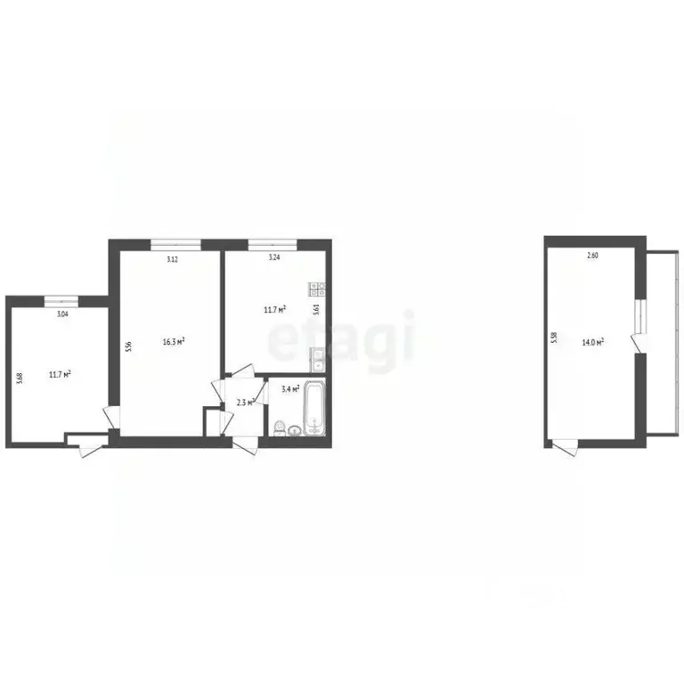 3-к кв. Рязанская область, Рязань Березовая ул., 1 (60.4 м) - Фото 2