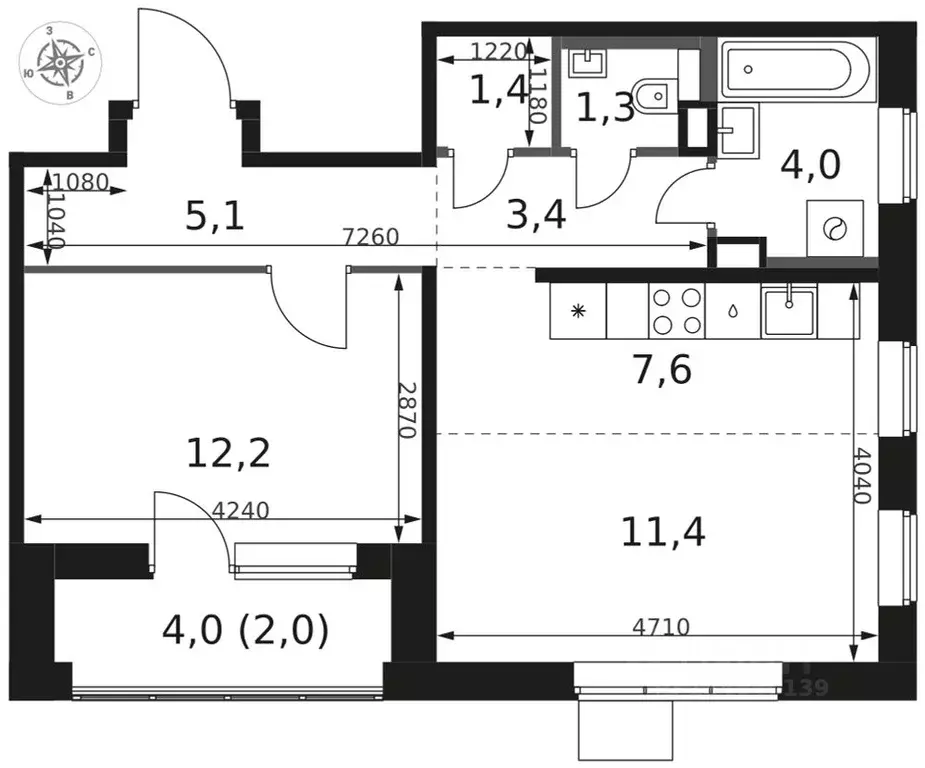 2-к кв. Московская область, Химки Клязьма-Старбеево мкр, Международный ... - Фото 0