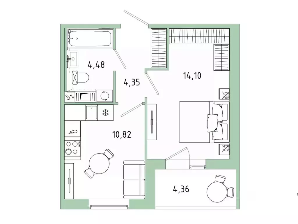 1-к кв. Ленинградская область, Гатчина Въезд мкр,  (35.93 м) - Фото 1