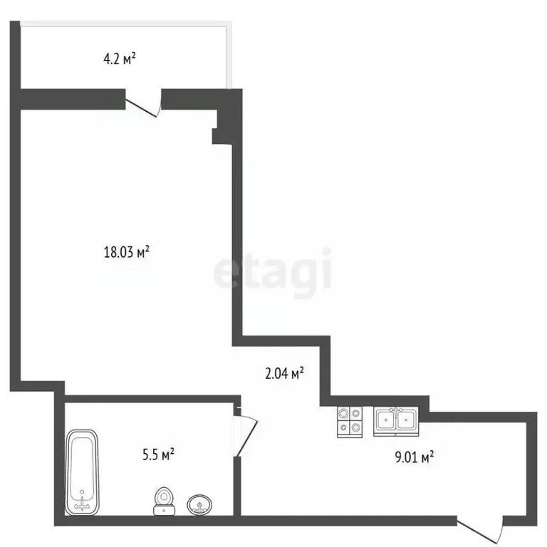 Студия Севастополь Севастопольская зона ЮБК кв-л, 14Вс2 (38.0 м) - Фото 2