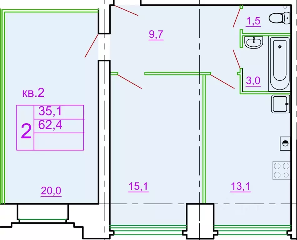 2-к кв. Костромская область, Кострома ул. Ткачей, 5 (62.4 м) - Фото 1
