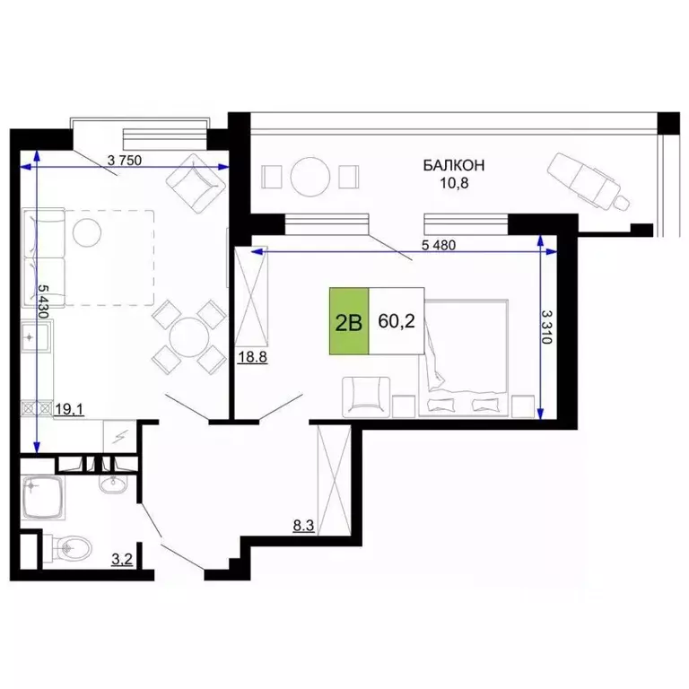 2-к кв. Краснодарский край, Анапа ул. Дружбы, 9 (60.2 м) - Фото 1