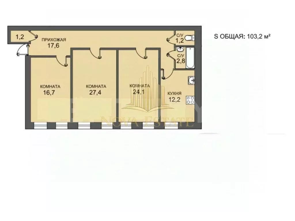 3-к кв. Санкт-Петербург ул. Союза печатников, 17 (103.2 м) - Фото 1