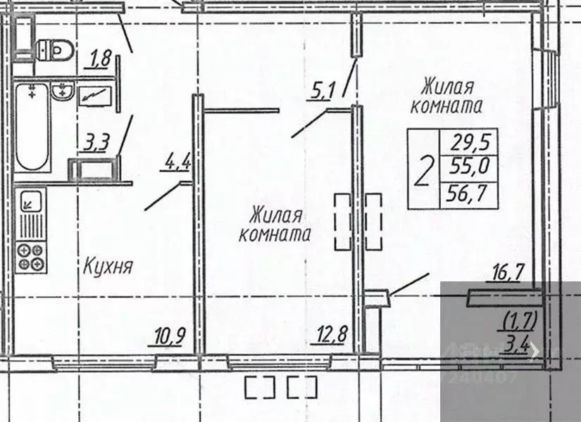 2-к кв. Воронежская область, Воронеж ул. Шишкова, 140Б/6 (56.7 м) - Фото 0